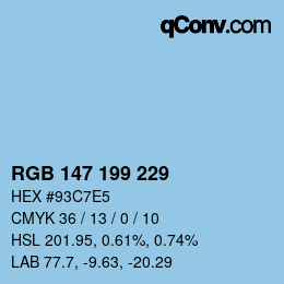 Color code: RGB 147 199 229 | qconv.com