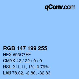 Color code: RGB 147 199 255 | qconv.com