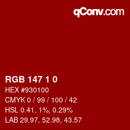 Color code: RGB 147 1 0 | qconv.com