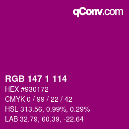 Color code: RGB 147 1 114 | qconv.com