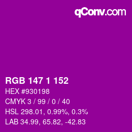 Color code: RGB 147 1 152 | qconv.com