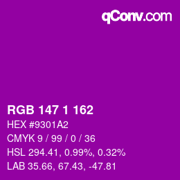 Color code: RGB 147 1 162 | qconv.com