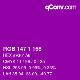 Color code: RGB 147 1 166 | qconv.com