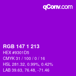 Color code: RGB 147 1 213 | qconv.com