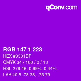 Color code: RGB 147 1 223 | qconv.com