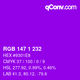 Color code: RGB 147 1 232 | qconv.com