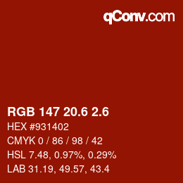 カラーコード: RGB 147 20.6 2.6 | qconv.com