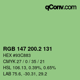 カラーコード: RGB 147 200.2 131 | qconv.com
