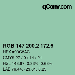 カラーコード: RGB 147 200.2 172.6 | qconv.com