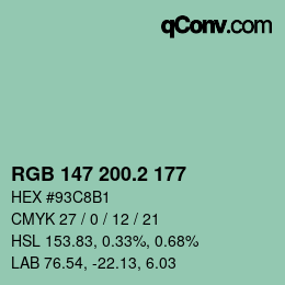 カラーコード: RGB 147 200.2 177 | qconv.com