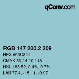 カラーコード: RGB 147 200.2 209 | qconv.com