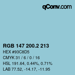 カラーコード: RGB 147 200.2 213 | qconv.com