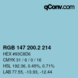 カラーコード: RGB 147 200.2 214 | qconv.com