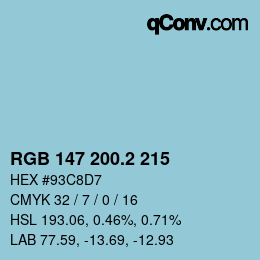 カラーコード: RGB 147 200.2 215 | qconv.com