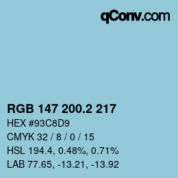 カラーコード: RGB 147 200.2 217 | qconv.com