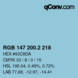 カラーコード: RGB 147 200.2 218 | qconv.com