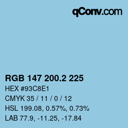 カラーコード: RGB 147 200.2 225 | qconv.com
