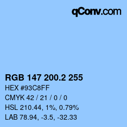カラーコード: RGB 147 200.2 255 | qconv.com