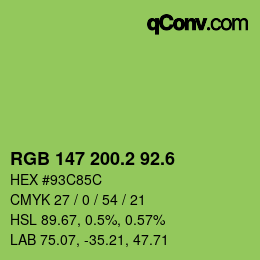 カラーコード: RGB 147 200.2 92.6 | qconv.com