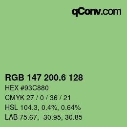 カラーコード: RGB 147 200.6 128 | qconv.com