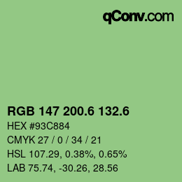 カラーコード: RGB 147 200.6 132.6 | qconv.com