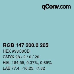 カラーコード: RGB 147 200.6 205 | qconv.com