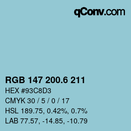 カラーコード: RGB 147 200.6 211 | qconv.com