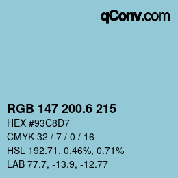 カラーコード: RGB 147 200.6 215 | qconv.com