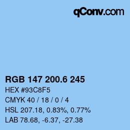 カラーコード: RGB 147 200.6 245 | qconv.com