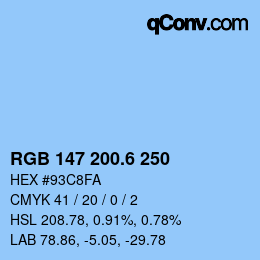 カラーコード: RGB 147 200.6 250 | qconv.com