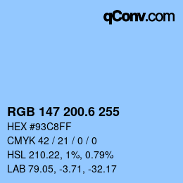 カラーコード: RGB 147 200.6 255 | qconv.com