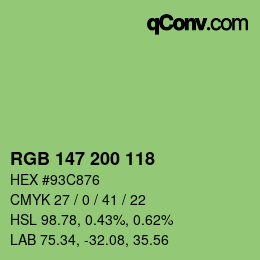 Color code: RGB 147 200 118 | qconv.com