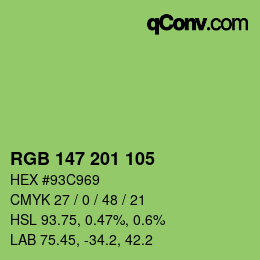 Color code: RGB 147 201 105 | qconv.com