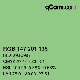 Color code: RGB 147 201 135 | qconv.com