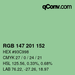 Color code: RGB 147 201 152 | qconv.com