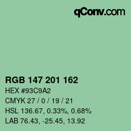 Color code: RGB 147 201 162 | qconv.com