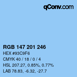 Color code: RGB 147 201 246 | qconv.com