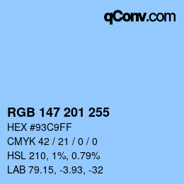 Color code: RGB 147 201 255 | qconv.com