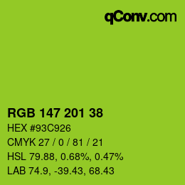 Color code: RGB 147 201 38 | qconv.com