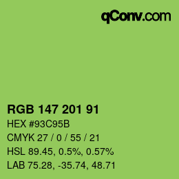 Color code: RGB 147 201 91 | qconv.com