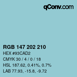 Color code: RGB 147 202 210 | qconv.com