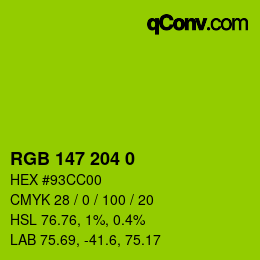 Color code: RGB 147 204 0 | qconv.com