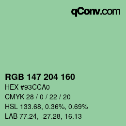 Color code: RGB 147 204 160 | qconv.com