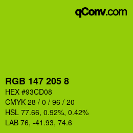 Color code: RGB 147 205 8 | qconv.com
