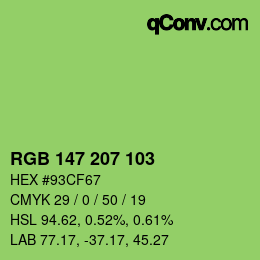 Color code: RGB 147 207 103 | qconv.com