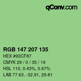 颜色代码: RGB 147 207 135 | qconv.com