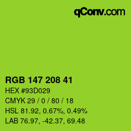 Color code: RGB 147 208 41 | qconv.com