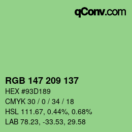 カラーコード: RGB 147 209 137 | qconv.com