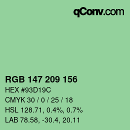 カラーコード: RGB 147 209 156 | qconv.com
