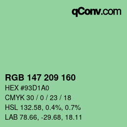 Color code: RGB 147 209 160 | qconv.com